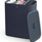Joseph Joseph Tota Trio 90 liter/23.8 gallon Laundry Hamper Separation Basket with lid, 3 Removable Washing Bags with Handles- Dark Blue