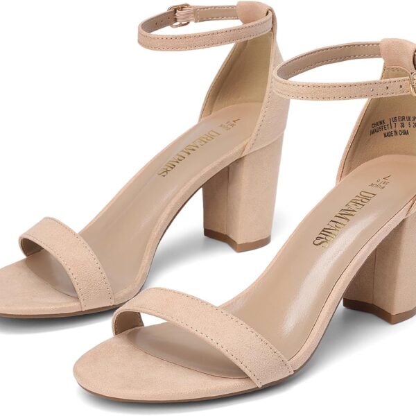 DREAM PAIRS Women's Chunky Block Heel Sandals, Open Toe Ankle Strap Dress Shoes, Comfortable Wedding Guest Heels for Party, Prom and Formal Events