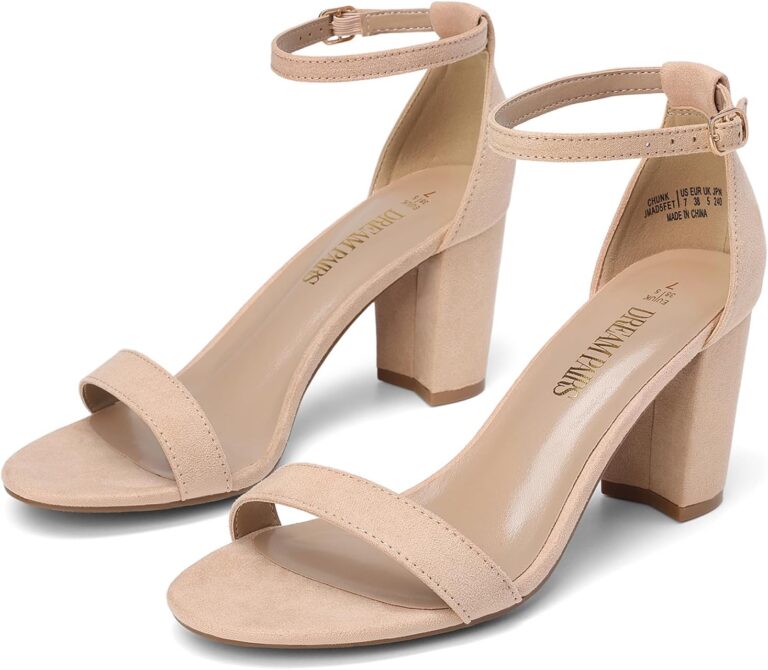 DREAM PAIRS Women's Chunky Block Heel Sandals, Open Toe Ankle Strap Dress Shoes, Comfortable Wedding Guest Heels for Party, Prom and Formal Events