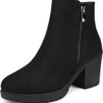 DREAM PAIRS Women's Ankle Boots Chunky Heel Platform Fall Heeled Short Booties Shoes