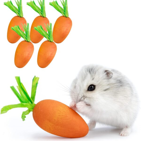 Niteangel Hamster Chew & Decor Toys - for Syrian Dwarf Hamsters Gerbils Mice Lemming Degu or Other Small-Sized Pets (Carrot-Shape (Pack of 6))