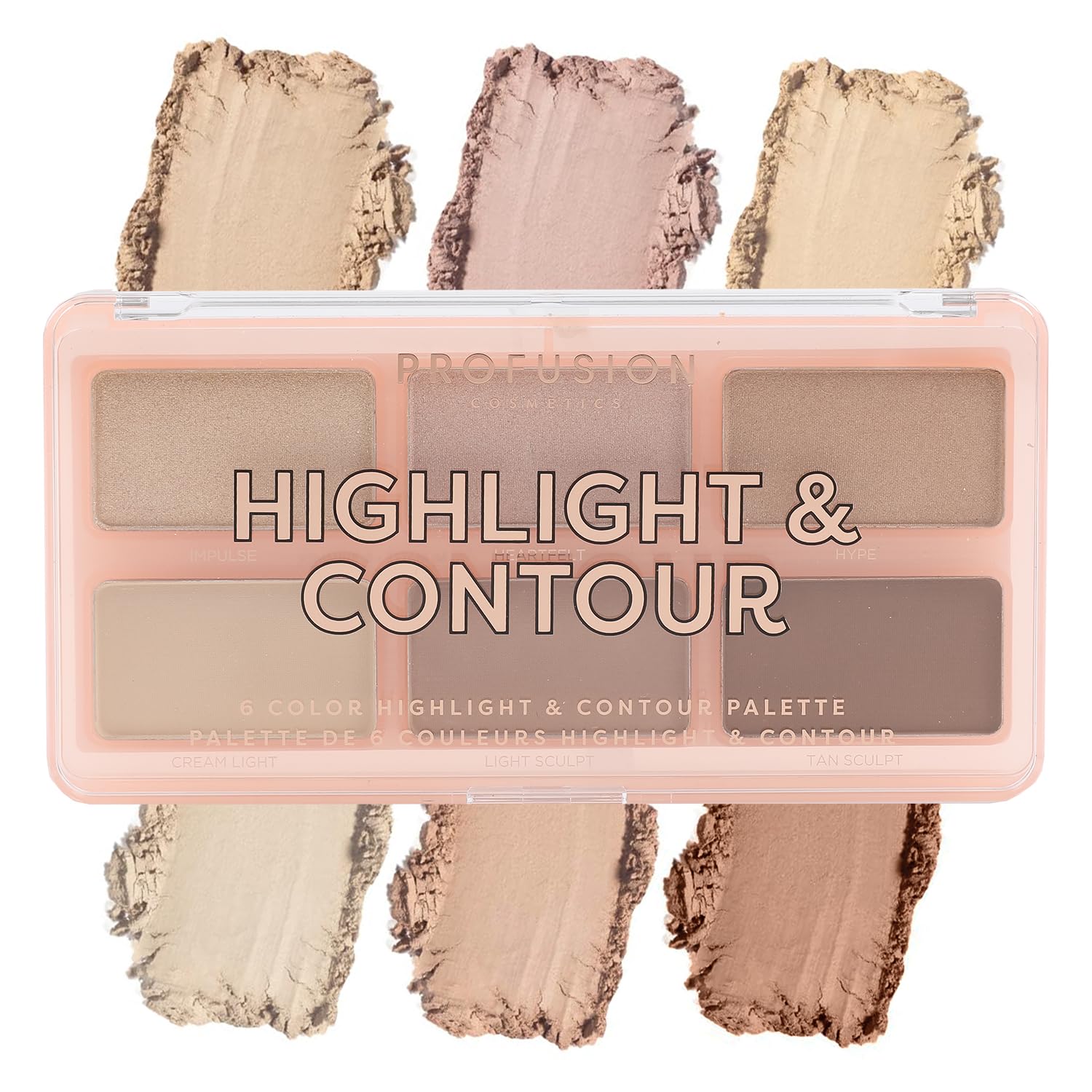 Profusion Cosmetics 6 Shade Highlight & Contour Palette Long-Wearing, Buildable Soft Powder for Sculpting & Defining, Blendable Formula for Light to Medium Skin (Light Medium) Profusion Cosmetics 6 Shade Highlight & Contour Palette Long-Wearing, Buildable Soft Powder for Sculpting & Defining, Blendable Formula for Light to Medium Skin (Light Medium)
