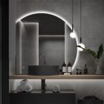 Niccy 32" LED Bathroom Mirror with Lights, Half Moon Led Mirrors, Irregular Backlit Mirrors for Entryway, Anti-Fog, Dimmable, Makeup Mirror, Explosion Proof, Round Lighted Vanity Mirrors, White Light