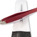 Tweezers  Surgical Grade Stainless Steel - Slant Tip for Expert Eyebrow Shaping and Facial Hair Removal  with Protective Pouch - Best Tweezer for Men and Women (Ruby Red)