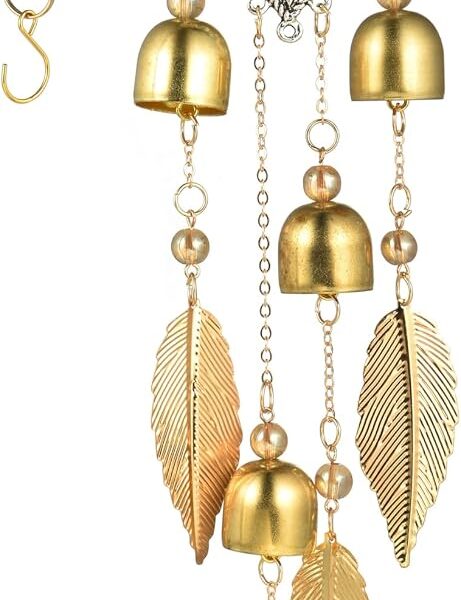7 Chakra Meditation Pendant - Metal Leaves and Bell Sound Crisp and Pleasant, Suitable for Home Decoration in Yoga Spaces and Garden Scenes, and is The Preferred Gift for Meditators (Meditation Bell)