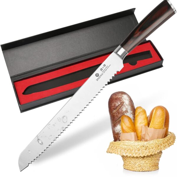 imarku Bread Knife, German High Carbon Stainless Steel Professional Grade Bread Slicing Knife, 10-Inch Serrated Edge Cake Knife, Bread Cutter for Homemade Crusty Bread, Birthday Gift