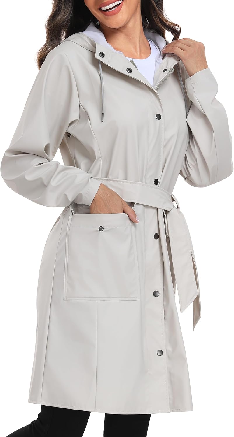 UNIQUEBELLA Rain Jackets for Women Waterproof, Raincoat Long Hooded Rain Coats Outdoor Windbreaker Trench Coat UNIQUEBELLA Rain Jackets for Women Waterproof, Raincoat Long Hooded Rain Coats Outdoor Windbreaker Trench Coat