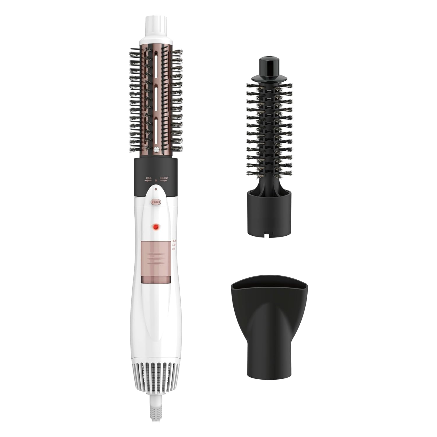 Conair Double Ceramic 3-in-1 Hot Air Brush, Interchangeable Attachments: 1-Inch Thermal Brush, -Inch Boar and Nylon Bristle Brush, and Concentrator, Voluminous Curls & Straight Styles, White Conair Double Ceramic 3-in-1 Hot Air Brush, Interchangeable Attachments: 1-Inch Thermal Brush, -Inch Boar and Nylon Bristle Brush, and Concentrator, Voluminous Curls & Straight Styles, White