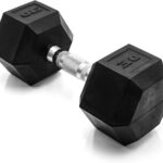 CAP Rubber Coated Dumbbell Weights, Free Weights for Home Gym Strength Training, Anti-Roll Hex Dumbbells with Black, Chrome & Comfort Grip Handles, Singles