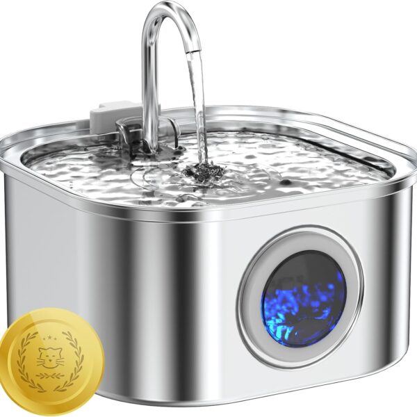 Lawfery Cat Water Fountain Stainless Steel, 108oz/3.2L Automatic Cat Drinking Fountain, Pet Water Dispenser with Quiet Pump, Suitable for Cats, Dogs and Multi-pet households