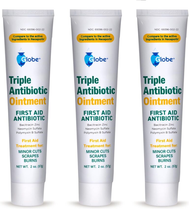 Globe (3 Pack) (2 oz) Triple Antibiotic First Aid Antibiotic Ointment, 24-Hour Infection Protection, Wound Care Treatment for Minor Scrapes, Burns and Cuts (Total 6 oz)