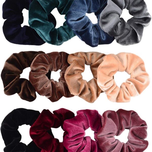 Whaline 12 Pack Hair Scrunchies Premium Velvet Scrunchy Elastic Hair Bands for Girls, Women Hair Accessories (12 Colors) | Velvet Scrunchies Bobbles, Soft Elastic Hair Bands, Hairs Accessory & Gift for Teen Girls Women
