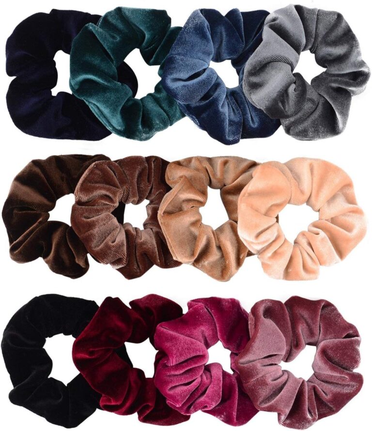 Whaline 12 Pack Hair Scrunchies Premium Velvet Scrunchy Elastic Hair Bands for Girls, Women Hair Accessories (12 Colors) | Velvet Scrunchies Bobbles, Soft Elastic Hair Bands, Hairs Accessory & Gift for Teen Girls Women