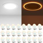 Amico 24 Pack 6 Inch 5CCT LED Recessed Ceiling Light with Night Light, 2700K/3000K/3500K/4000K/5000K Selectable Ultra-Thin Recessed Lighting, 12W=110W, 1100LM, Dimmable Canless Wafer Downlight ETL&FCC