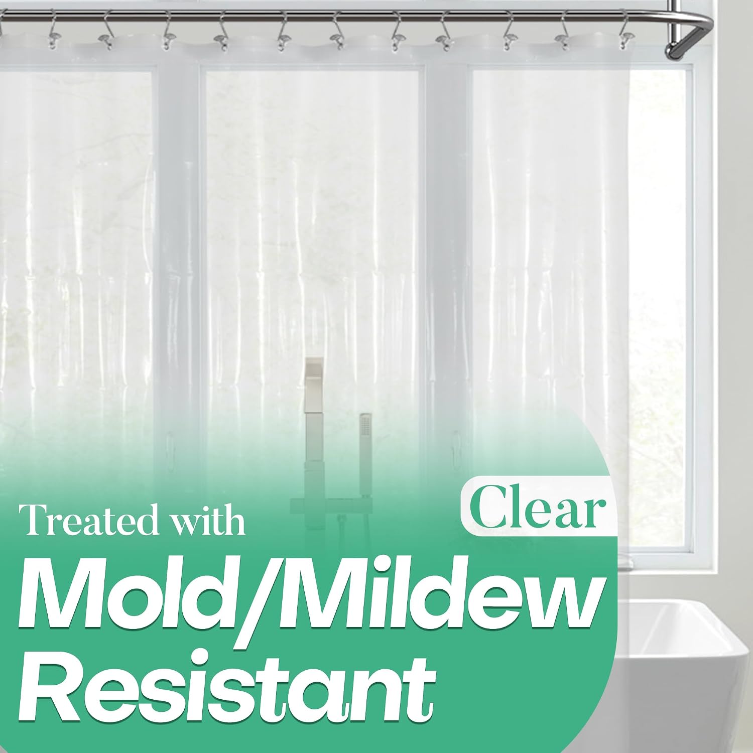 Mrs Awesome Clear Shower Curtain Liner with 3 Magnets, 72x72 Premium Flexible Sturdy Plastic Shower Curtain for Bathroom Lightweight, Waterproof, Clear Mrs Awesome Clear Shower Curtain Liner with 3 Magnets, 72x72 Premium Flexible Sturdy Plastic Shower Curtain for Bathroom Lightweight, Waterproof, Clear