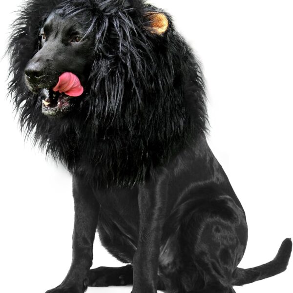 Onmygogo Lion Mane Wig for Dogs with Ears, Funny Pet Costumes for Halloween Christmas