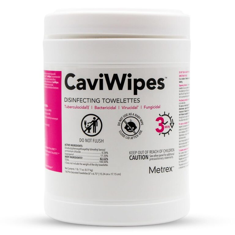 Metrex CaviWipes Disinfecting Towelettes  Durable Non-Woven Disinfecting Wipes for Hard, Non-Porous Surfaces in Healthcare & Laboratory Settings, Pre-Saturated with CaviCide  160 Wipes (Pack of 1)