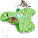 Sofolor Interactive Cat Toy, Automatic Cat Toys for Indoor Cats, Hide and Seek Cat Toy with Motion Activated, Moving Feather, Chirping, USB Rechargeable