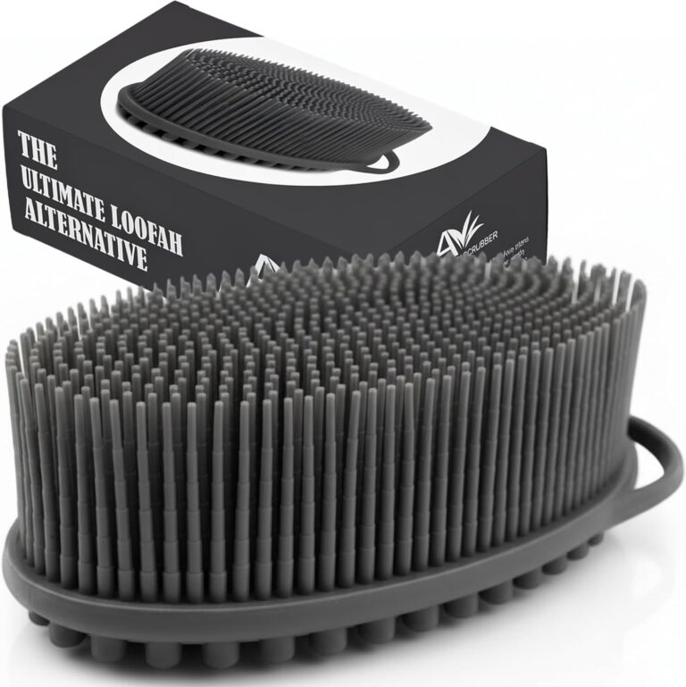 Avilana Premium Silicone Body Scrubber - Trusted Since 2017 - SGS Certified Food Grade Dual Sided Bath Brush, Quick-Dry Exfoliating Loofah Alternative, Massage Brush Sensitive Skin Women Men