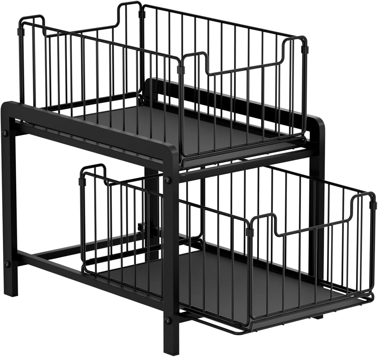 NPPLUS 2-Tier Under Sink Organzier: Iron Under Sink Cabinet Organizers With Sliding Drawer - Pull Out Home Storage For Bathroom Kitchen Desktop (Black) NPPLUS 2-Tier Under Sink Organzier: Iron Under Sink Cabinet Organizers With Sliding Drawer - Pull Out Home Storage For Bathroom Kitchen Desktop (Black)