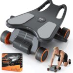 Ab Roller with Elbow Support,Exercise Roller Wheels with 4 Wheels | Abs Exercise Roller Abdominal Training with Knee Pad for Home Gym