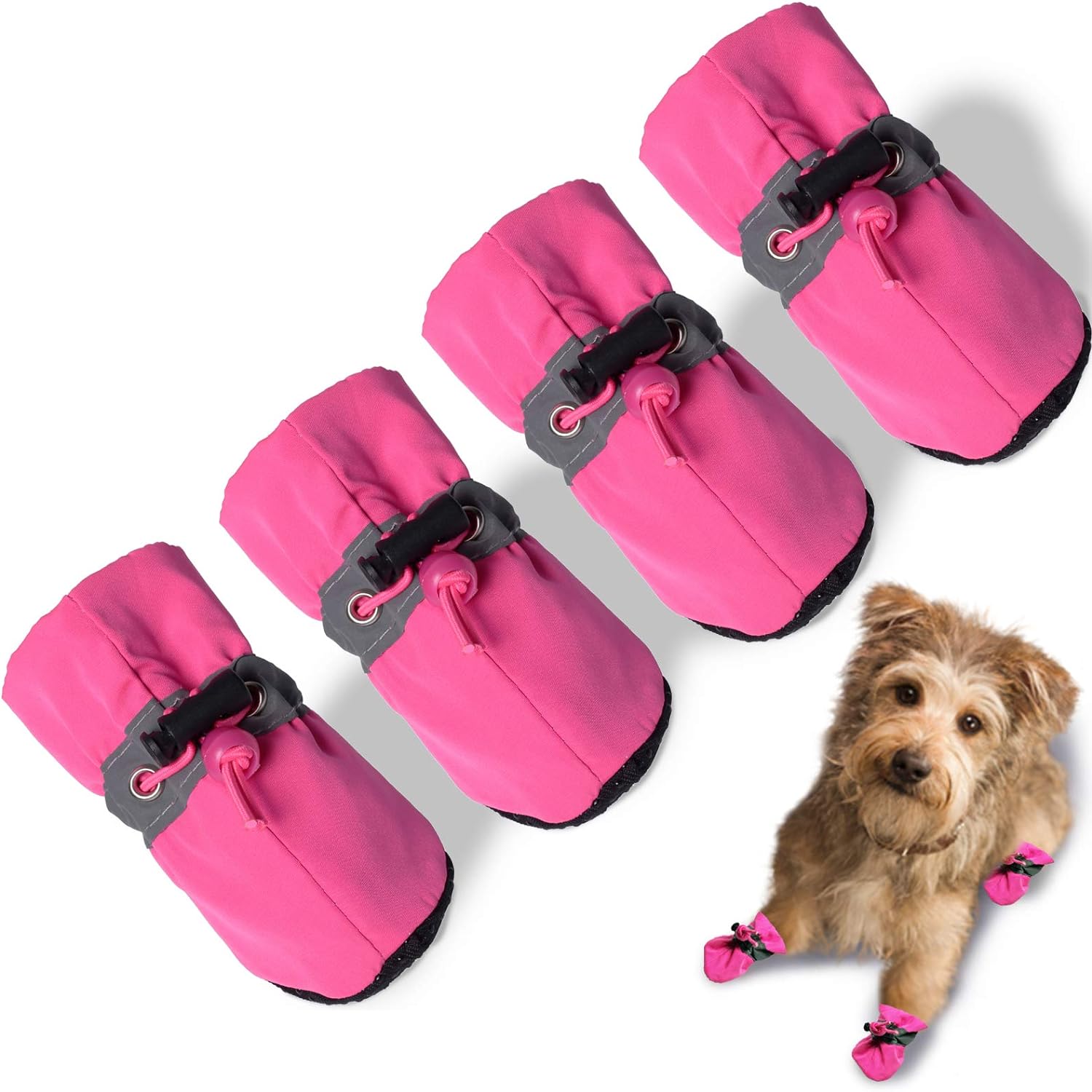 Dog Shoes for Hot Pavement, Summer Dog Boots & Paw Protector, Anti-Slip Sole Dog Booties with Reflective Straps Dog for Small Medium Dogs 4PCS (A-Pink, Size 3: 1.37"(Width)) Dog Shoes for Hot Pavement, Summer Dog Boots & Paw Protector, Anti-Slip Sole Dog Booties with Reflective Straps Dog for Small Medium Dogs 4PCS (A-Pink, Size 3: 1.37"(Width))