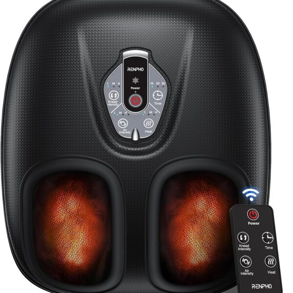 RENPHO Foot Massager Machine with Heat [2026 Upgraded], Birthday Gifts for Women Men Mom Dad, FSA Eligible HSA Shiatsu Foot Massager for Plantar Fasciitis, Cordless Control, Self Care Gifts, Black