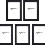 Amazon Basics Rectangular Picture Frame Set for Wall Hanging or Tabletop Display, 5 x 7 in, Black, Horizontal and Vertical Formats, 5-Pack