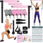 COFOF Pilates Bar Kit with Resistance Bands, Multifunctional Yoga Pilates Bar with Heavy-Duty Metal Adjustment Buckle, Portable Home Gym Pilates Resistance Bar Kit for Women Full Body Workouts