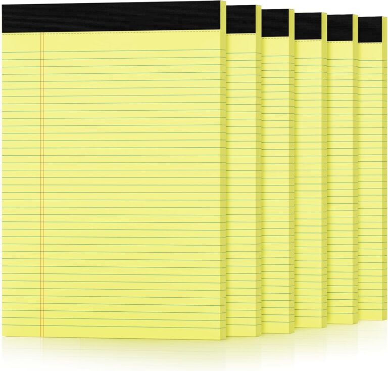 6 Pack Yellow Legal Pads 8.5 x 11 College Ruled Lined Writing Note Pads 8.5 x 11 Narrow Ruled Yellow Paper Pads 8.5x11 Legal Pad 8.5x11 Pads of Paper 30 Sheets Writing Pad Legal Notepads