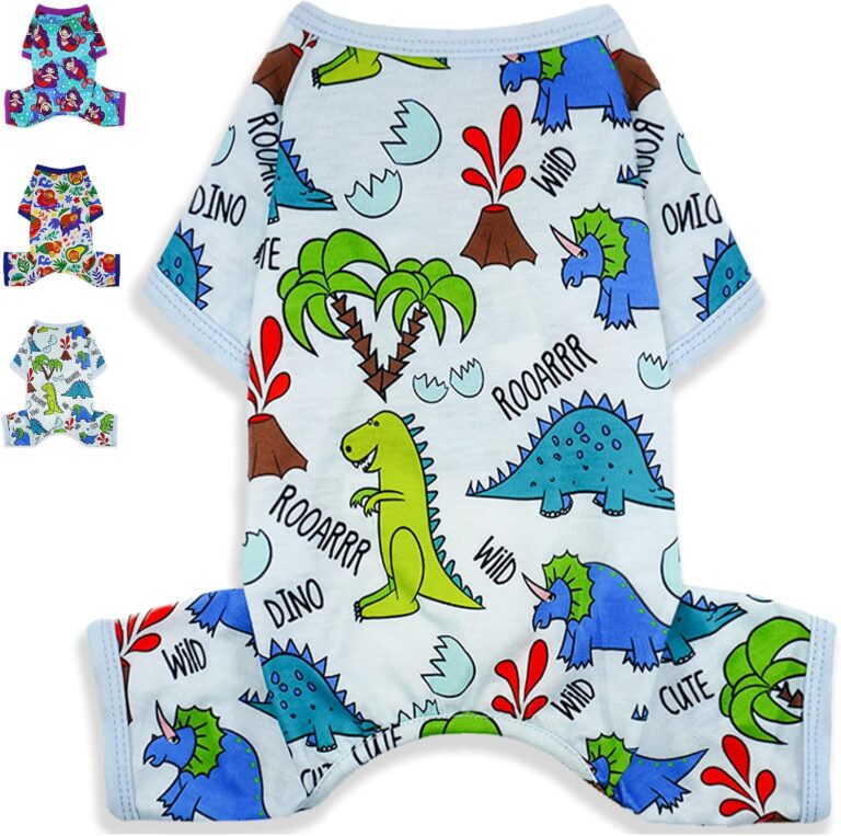 Dog Pajamas Spring Summer Dog Clothes for Small Medium Dogs Girl Boy Cute Soft Puppy Pjs Clothes Doggie Onesies Cat Pet Jammies Outfit (Medium)