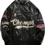 Aelfric Eden Faux Leather Racing Jacket Oversized Motorcycle Biker Racer Jackets Streetwear Unisex