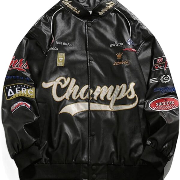 Aelfric Eden Faux Leather Racing Jacket Oversized Motorcycle Biker Racer Jackets Streetwear Unisex
