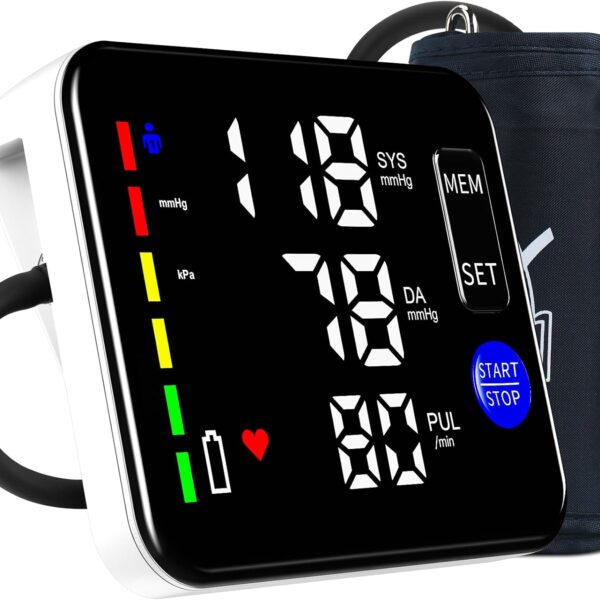 GUAEVER Blood Pressure Monitor Rechargeable Upper Arm Blood Pressure Monitors for Home Use Large Screen Bp Machine with 8.7"-16.5" Bp Cuff, 2x120 Memory, Voice Broadcast Bp Monitor (Black)