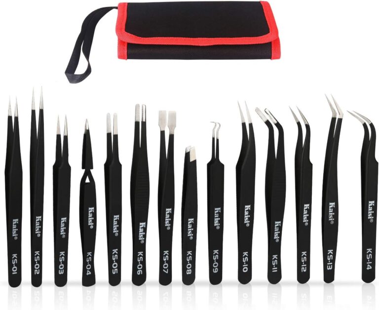 14 PCS Precision Tweezers Set, ESD Tweezer Set, Anti-Static Stainless Steel Tweezers Set for Craft, Jewelry, Electronics, Laboratory Work