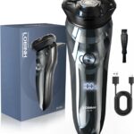 Electric Shaver for Men, 100% Washable Rechargeable Waterproof Electric Razor Wet & Dry Shaving with Pop-up Trimmer, 1 Hour Fast Charging, 4D Floating Head, LCD Power Indicator