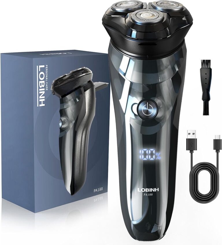 Electric Shaver for Men, 100% Washable Rechargeable Waterproof Electric Razor Wet & Dry Shaving with Pop-up Trimmer, 1 Hour Fast Charging, 4D Floating Head, LCD Power Indicator