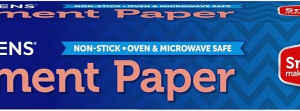 Reynolds Kitchens Stay Flat Parchment Paper Roll with SmartGrid, 45sq ft | Non-Curling Baking Parchment Paper Roll, 15 In Width, Nonstick, Microwave and Oven Safe To 425F, Easy Release and Cleanup