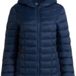 Reebok Womens Puffer Jacket - Lightweight Quilted Snow Glacier Shield Zip Up Bubble Winter Coat for Women with Hood & Pockets