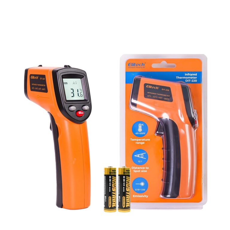 Elitech Laser Temperature Gun, Non-Contact Digital Infrared Thermometer, Adjustable Emissivity, Backlight, Handheld for Grill, Meat, Food, Candy, Automotive, HVAC Tools, -50~530C(-58~986F), DIT-220