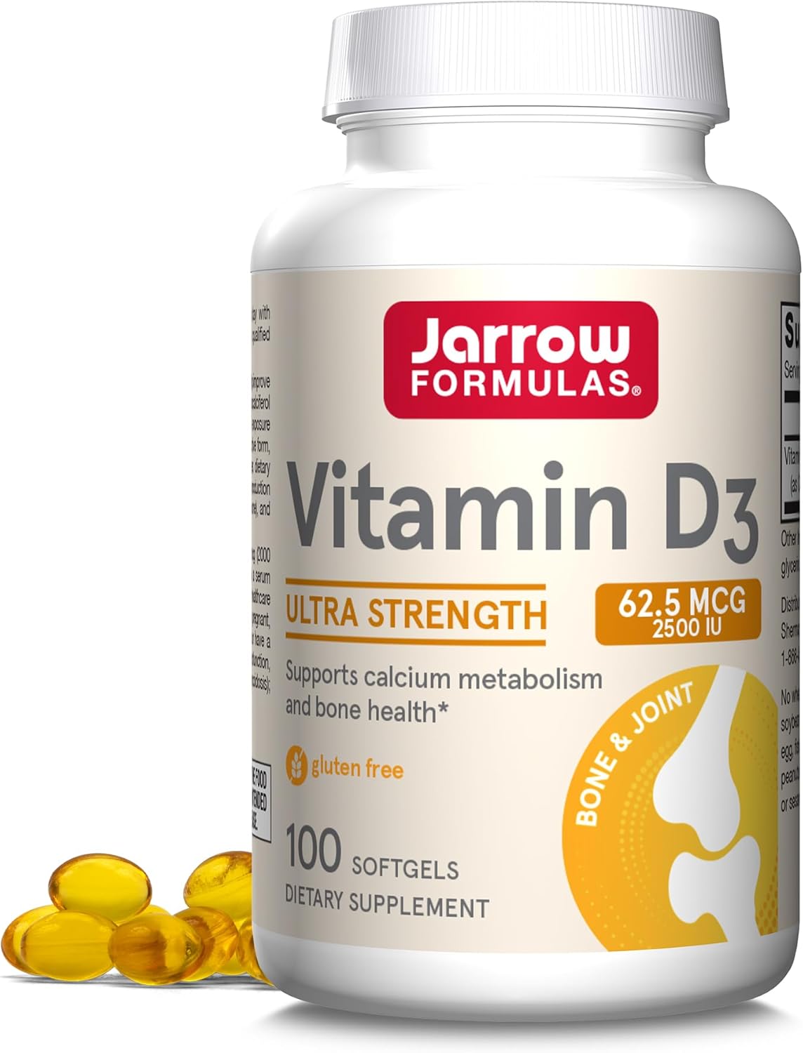 Jarrow Formulas Vitamin D3 62.5 mcg (2,500 IU) - 100 Servings (Softgels) - Bone Health, Immune Support & Calcium Metabolism Support - Vitamin D Supplement - D3 Vitamins - 2500 Vitamin D - Gluten Free Jarrow Formulas Vitamin D3 62.5 mcg (2,500 IU) - 100 Servings (Softgels) - Bone Health, Immune Support & Calcium Metabolism Support - Vitamin D Supplement - D3 Vitamins - 2500 Vitamin D - Gluten Free