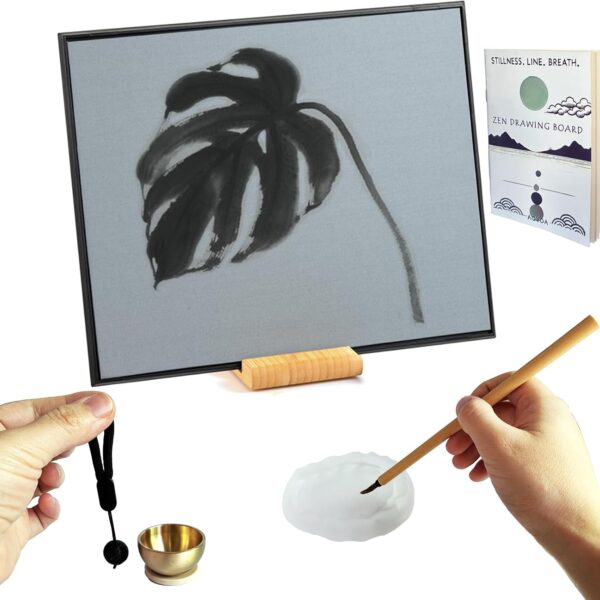 Zen Buddha Water Drawing Board with Meditation Drawing Breathing Instruction and Mini Singing Bowl, Zen Water Painting Set for Relaxing, Mindfulness Practice, Unique Gifts for Men and Women