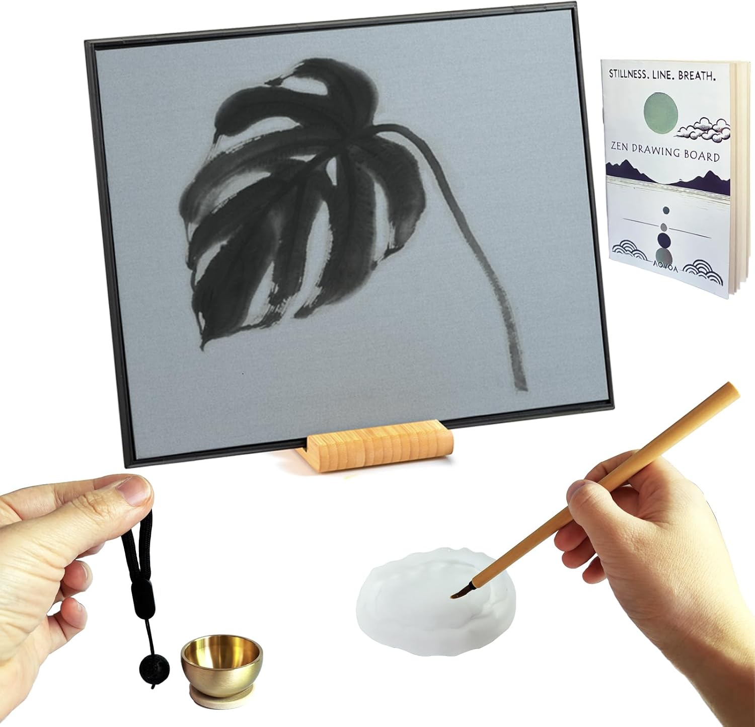 Zen Buddha Water Drawing Board with Meditation Drawing Breathing Instruction and Mini Singing Bowl, Zen Water Painting Set for Relaxing, Mindfulness Practice, Unique Gifts for Men and Women Zen Buddha Water Drawing Board with Meditation Drawing Breathing Instruction and Mini Singing Bowl, Zen Water Painting Set for Relaxing, Mindfulness Practice, Unique Gifts for Men and Women