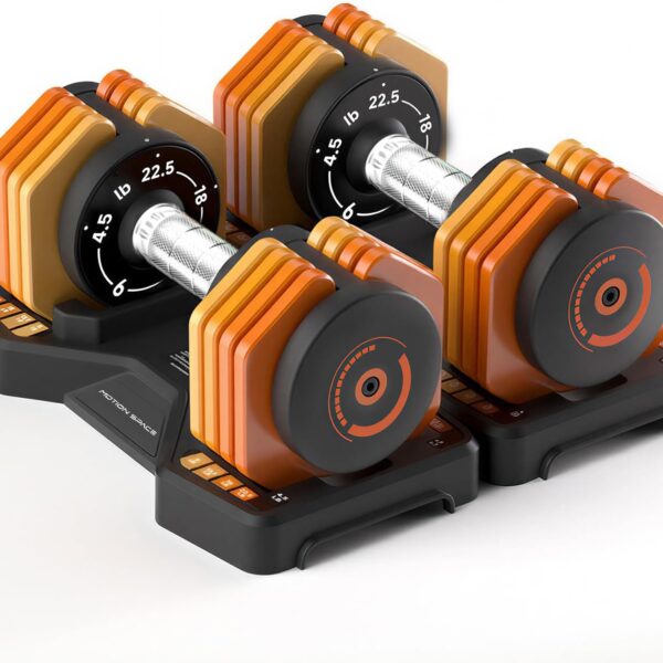 Adjustable Dumbbells Set, Orange, 1-Sec Fast Adjustable 5 Free Weights, Premium Comfort Non-slip Metal Handle, Compact Size for Full Body Home Workout