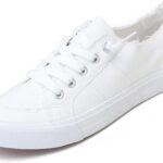 Obtaom Women's Play Fashion Sneaker White Color Washed and Leopard Canvas Slip on Shoes