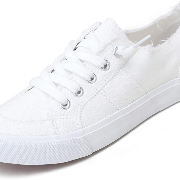 Obtaom Women's Play Fashion Sneaker White Color Washed and Leopard Canvas Slip on Shoes