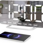 Slim LED Digital Alarm Clock, Mirror Surface for Makeup, with Diming, Large Display, Easy Setting, USB Charger Ports, Modern Bedroom, Desk, Office Living Room Decor, Christmas Birthday for Women Girl