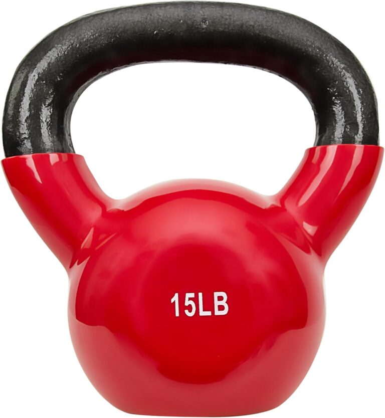 Sunny Health & Fitness Vinyl Coated Cast Iron Kettlebell 5-25 lb