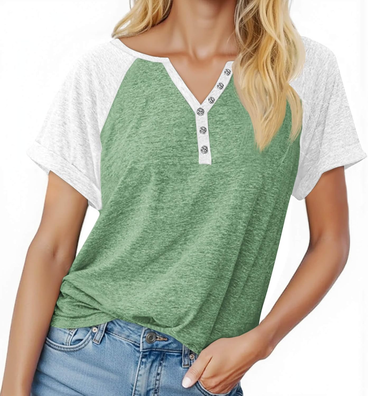 MaQiYa Womens Short Sleeve Summer Tops Henley V Neck T Shirts Casual Color Block Raglan Shirts Cotton Baseball Tunic Tees MaQiYa Womens Short Sleeve Summer Tops Henley V Neck T Shirts Casual Color Block Raglan Shirts Cotton Baseball Tunic Tees