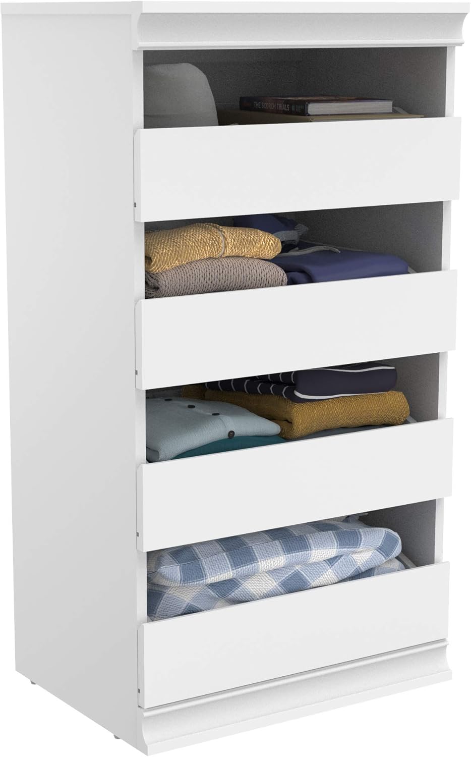 ClosetMaid Modular Storage Unit with 4 Drawers, Wood Closet Organizer, Stacking, Full Backer, Storage, Decorative Trim, White ClosetMaid Modular Storage Unit with 4 Drawers, Wood Closet Organizer, Stacking, Full Backer, Storage, Decorative Trim, White